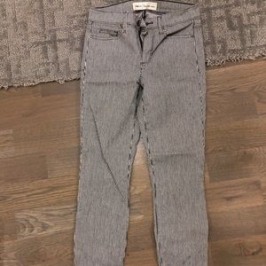 Black and white striped jeans